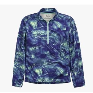Nike Dri-FIT Womens Quarter Zip Pullover Purple‎ Mint Green Abstract Print Large